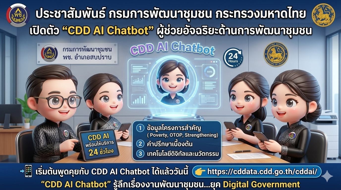 พช.สบปราบ : ประชาสัมพันธ์ระบบ CDD AI ผู้ช่วยพัฒนากร บริการอัจฉริยะ เพื่อการพัฒนาชุมชน