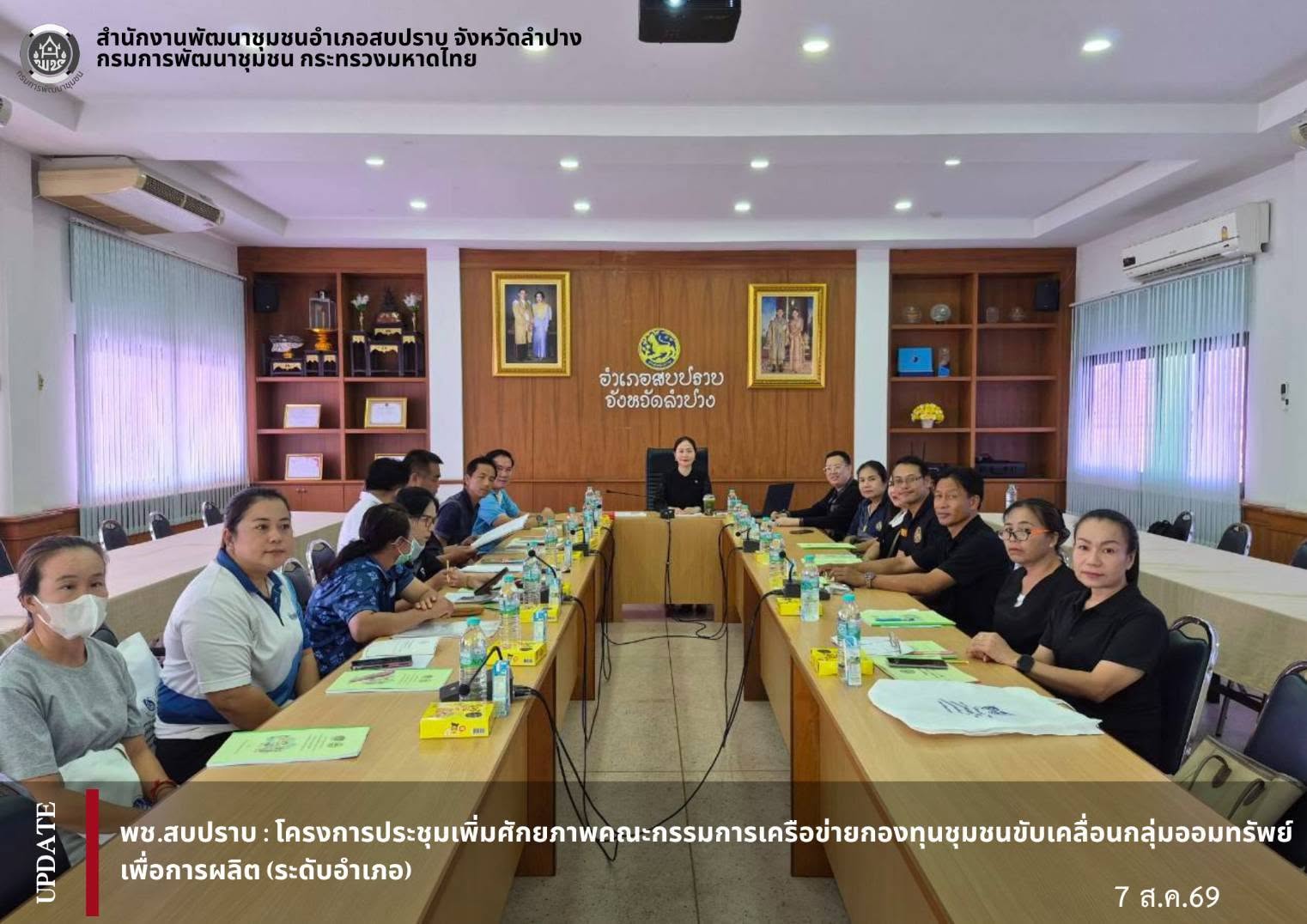 พช.สบปราบ : โครงการประชุมเพิ่มศักยภาพคณะกรรมการเครือข่ายกองทุนชุมชนขับเคลื่อนกลุ่มออมทรัพย์เพื่อการผลิต(ระดับอำเภอ)