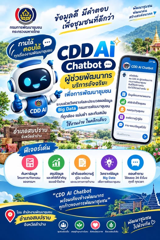 พช.สบปราบ : ประชาสัมพันธ์ระบบ CDD AI ผู้ช่วยพัฒนากร บริการอัจฉริยะ เพื่อการพัฒนาชุมชน
